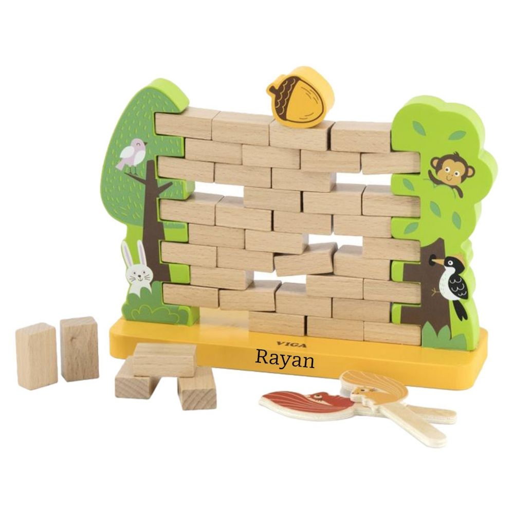 Viga - Personalized Wooden Wall Build & Topple Game - Multicolor