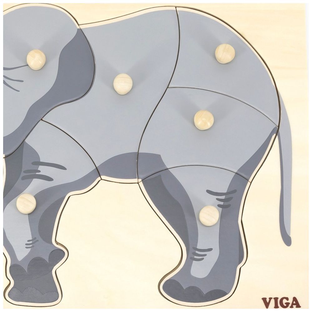 Viga - Personalized Elephant Knob Puzzle Wooden Toy - Multicolor - 8 Pcs