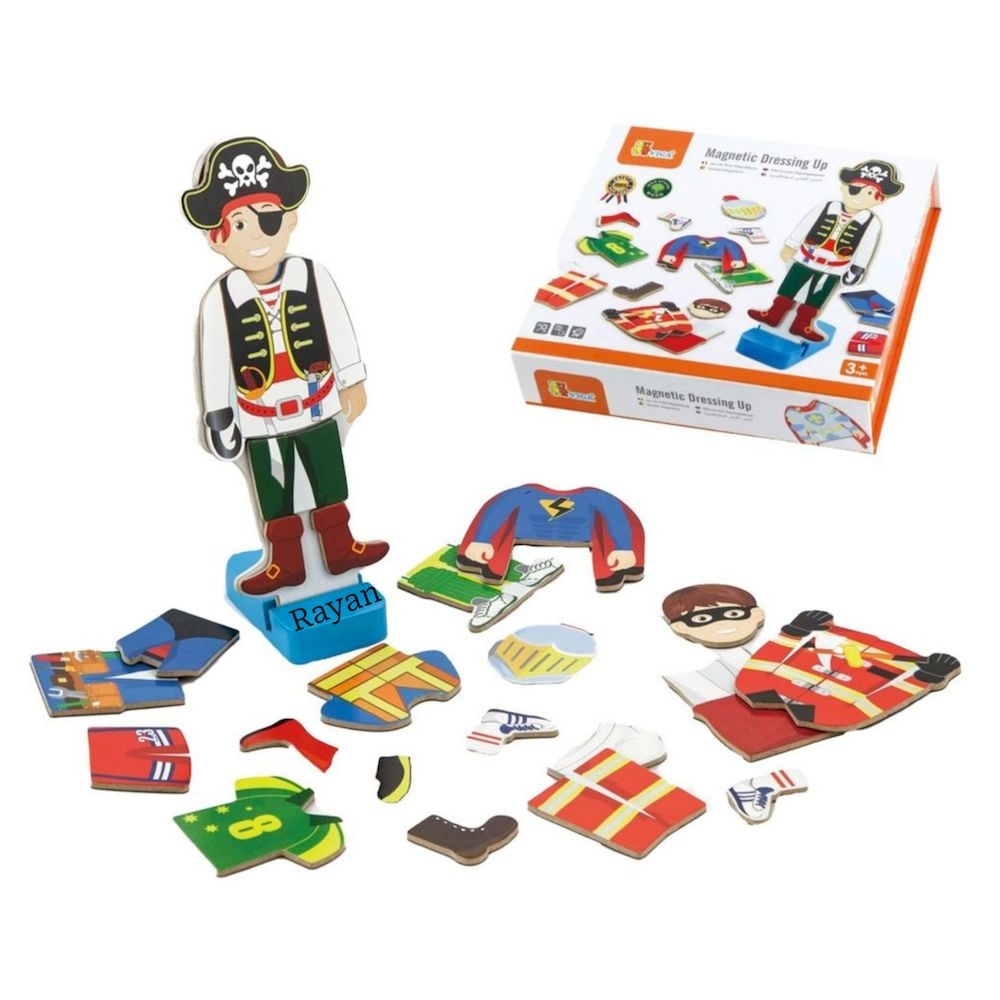 Viga - Personalized Wooden Magnetic Dress Up Boy Playset - Multicolor