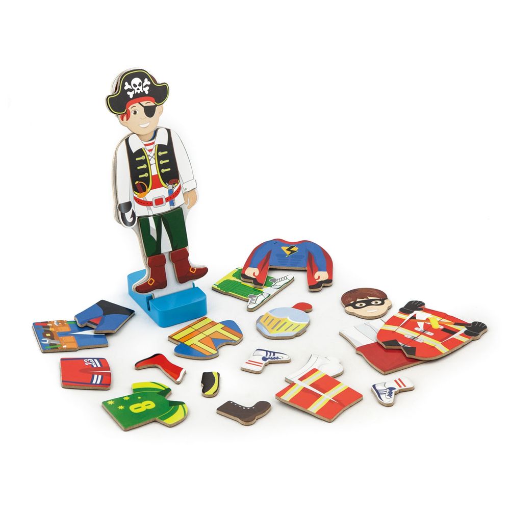 Viga - Personalized Wooden Magnetic Dress Up Boy Playset - Multicolor