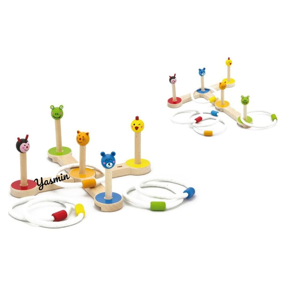 Viga - Personalized Animal-Themed Wooden Ring Toss Montessori Game - Multicolor