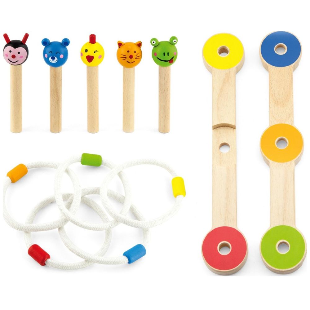 Viga - Personalized Animal-Themed Wooden Ring Toss Montessori Game - Multicolor