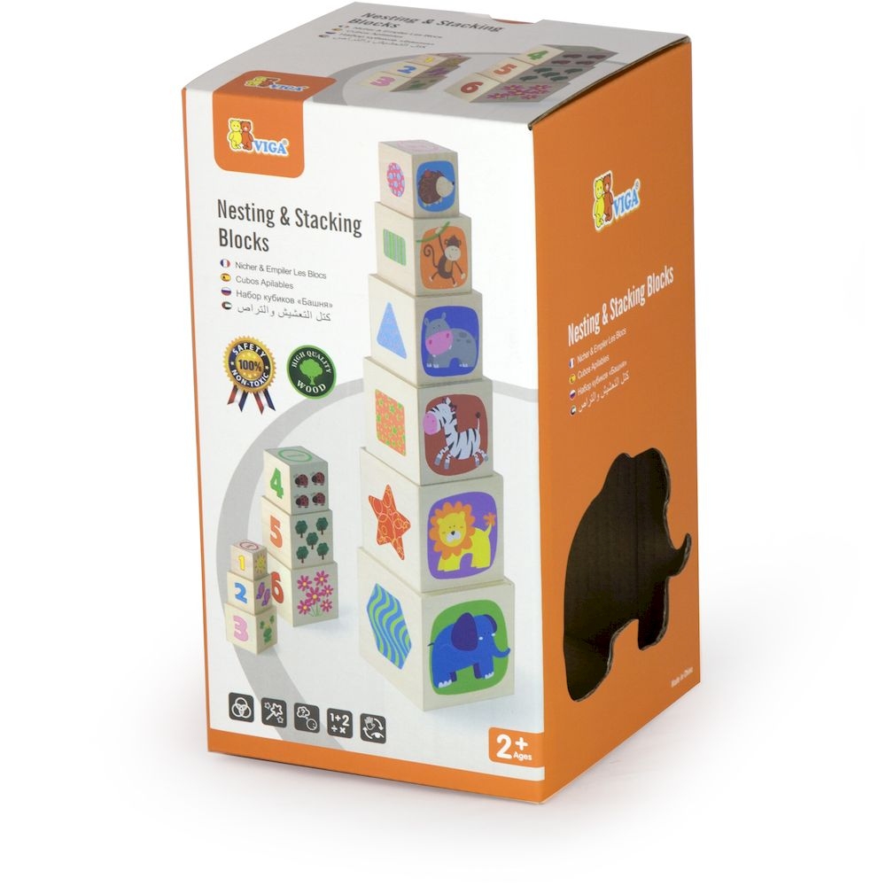 Viga - Personalized Educational Pyramid Nesting Stacking Blocks - Multicolor