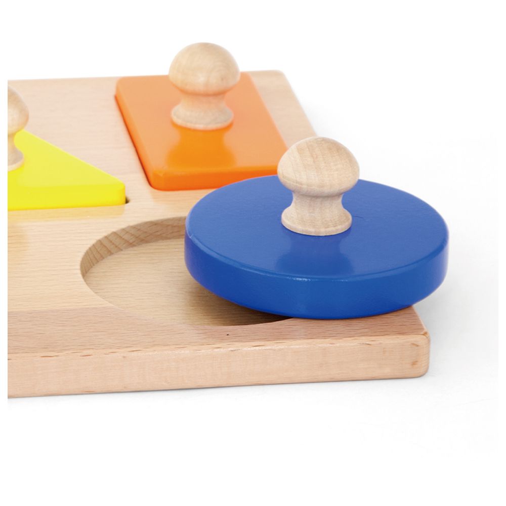Viga - Personalized Montessori Wooden Knob Puzzle - Shapes - 5 Pcs