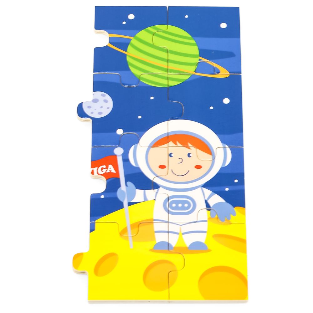 Viga - Personalized Space Travel Jigsaw Puzzle Montessori Wooden Toy - Multicolor - 24 Pcs