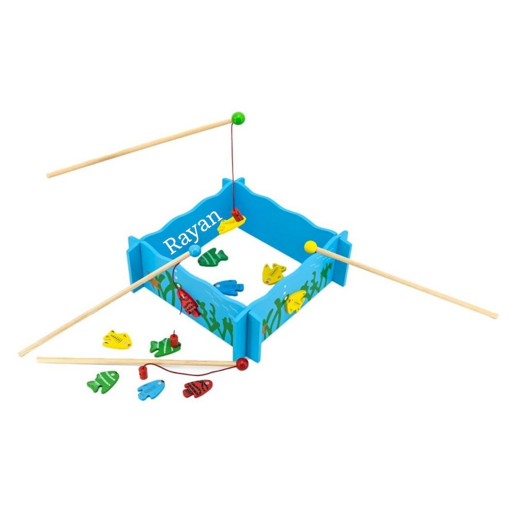 Viga - Personalized Wooden Fishing Game Magnetic Toy - Multicolor