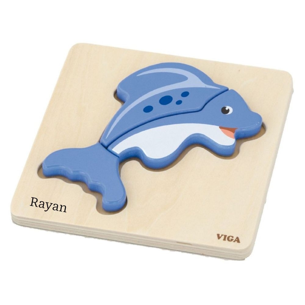 Viga - Personalized Wooden Block Puzzle - Fish - 3 Pcs