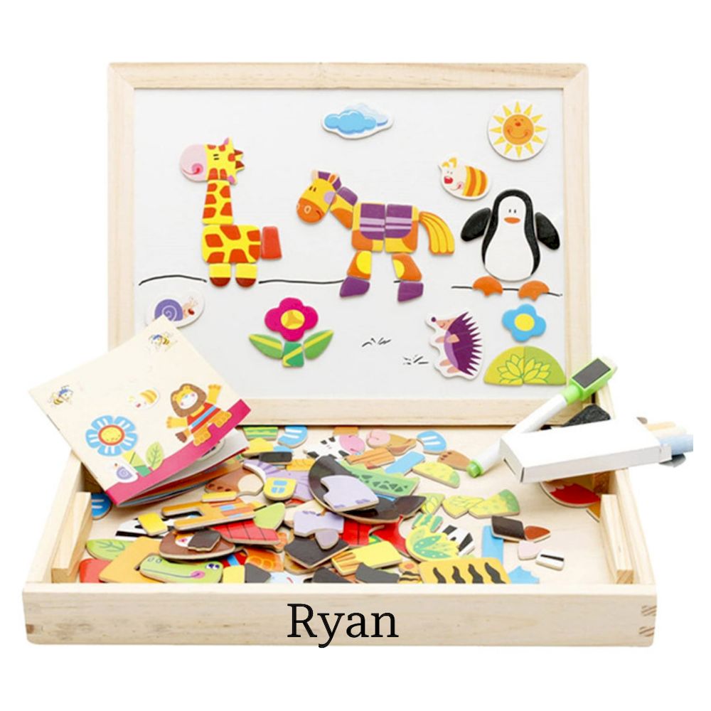 Factory Price - Personalized 3-In-1 Wooden Easel With Magnetic Puzzle