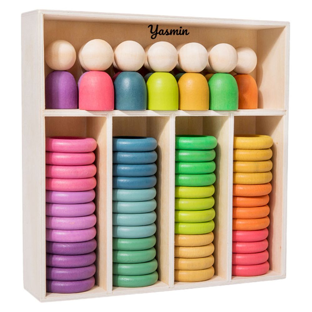 Factory Price - Personalized Wooden Rainbow Stacking Toy With Rack