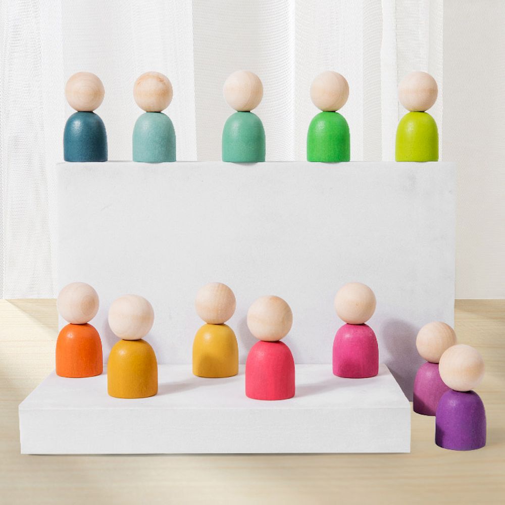 Factory Price - Personalized Wooden Rainbow Stacking Toy With Rack
