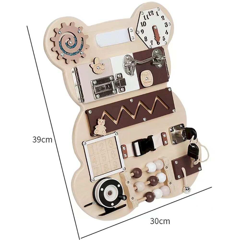 Factory Price - Personalized 12-In-1 Bear Shaped Montessori Wooden Busy Board