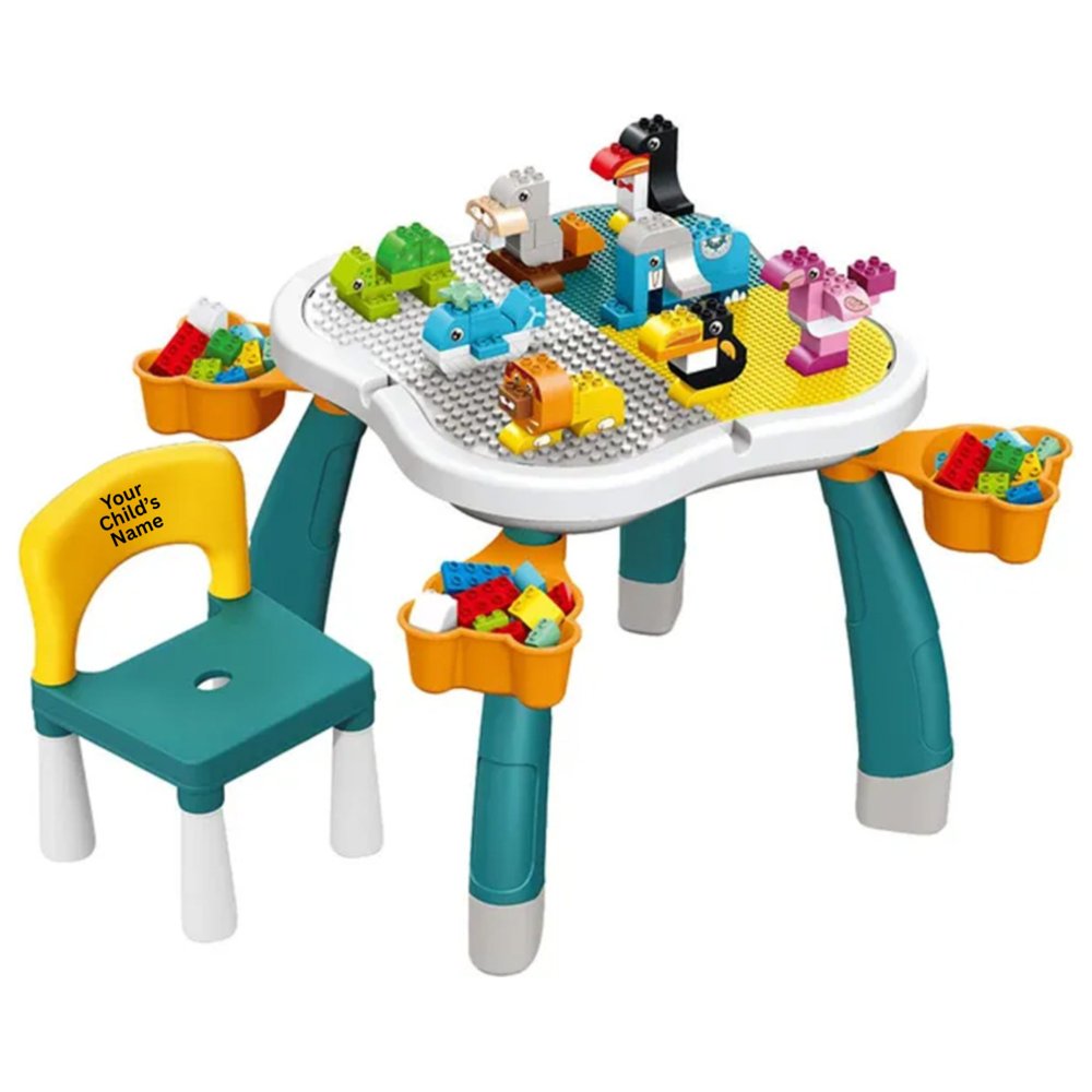 Little Learners - Personalized Multi-Functional Building Blocks Table And Chair 