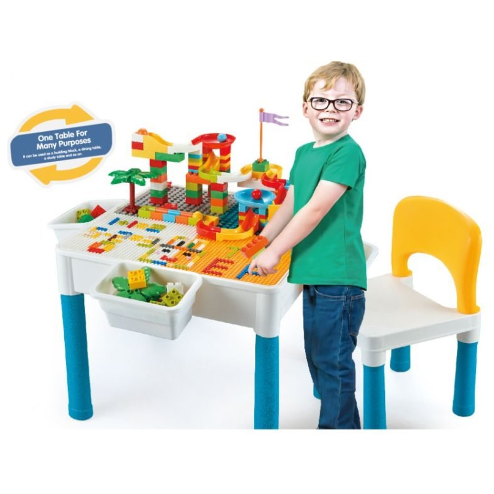 Little Learners - Personalized Multi-Functional Building Blocks Table And Chair - 292 Pc Set