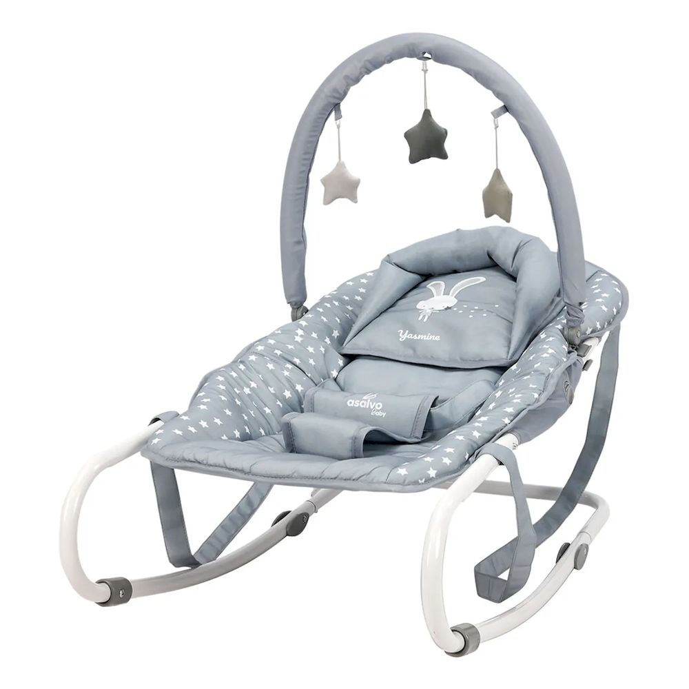 Asalvo - Personalized Baby Bouncer - Stars Grey