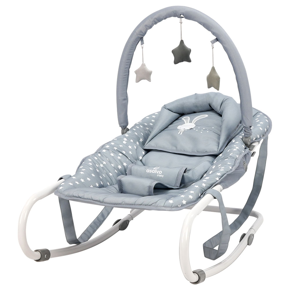 Asalvo - Personalized Baby Bouncer - Stars Grey