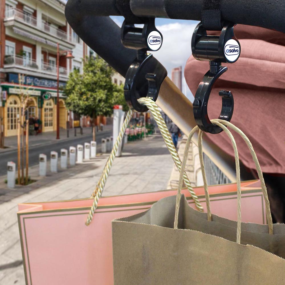 Asalvo - Personalized Universal Hooks for Strollers & Cribs - Black