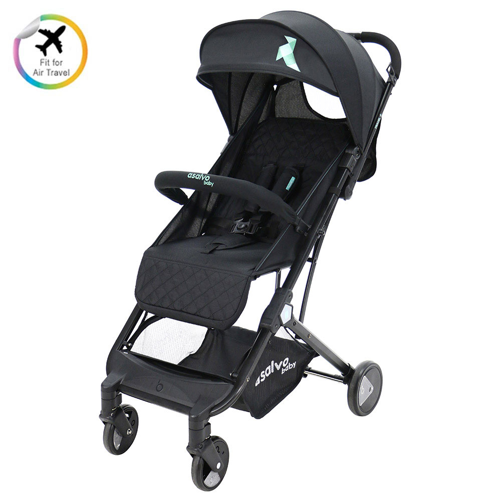 Asalvo - Personalized Travel+ Stroller - Black Aqua