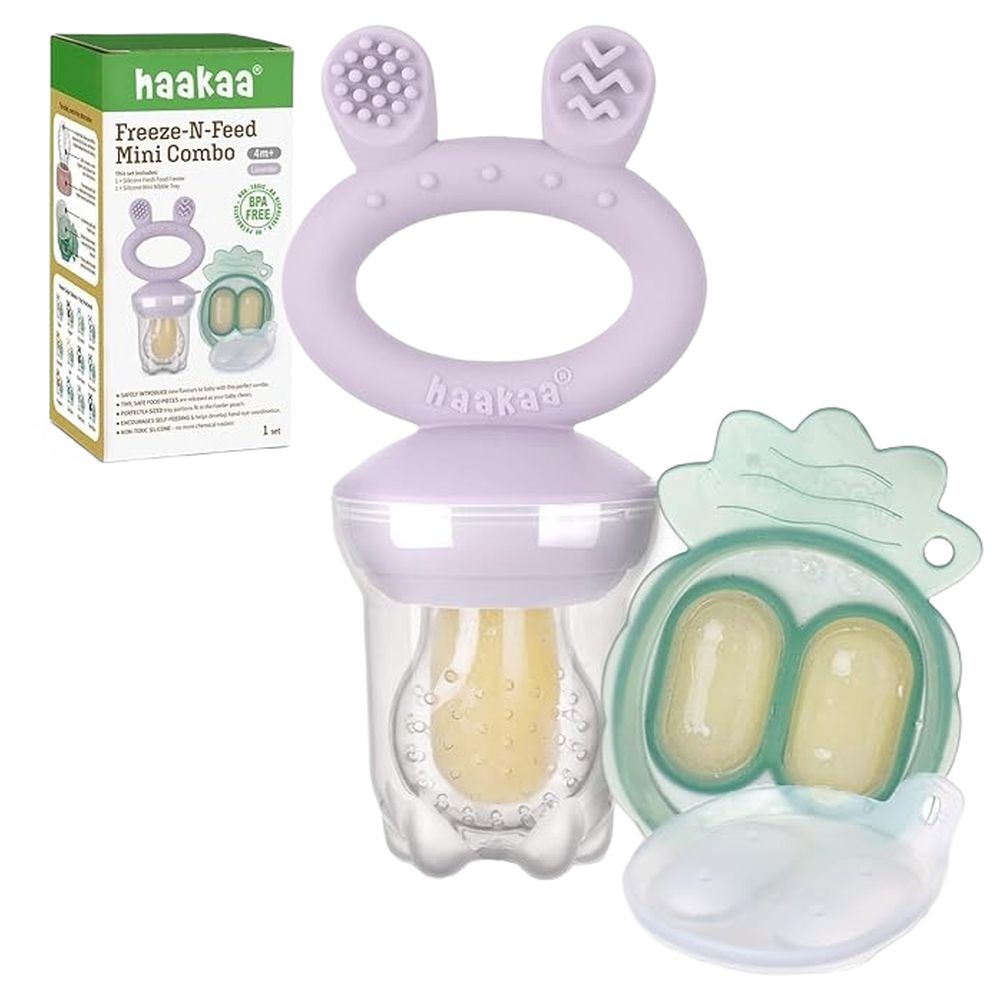 Haakaa Freeze-N-Feed Fresh Food Feeder Teether And Nibble Tray Set - Lavender - 2pcs