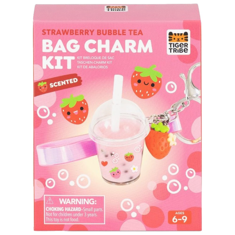 Tiger Tribe - Bag Charm Craft Kit - Strawberry Bubble Tea