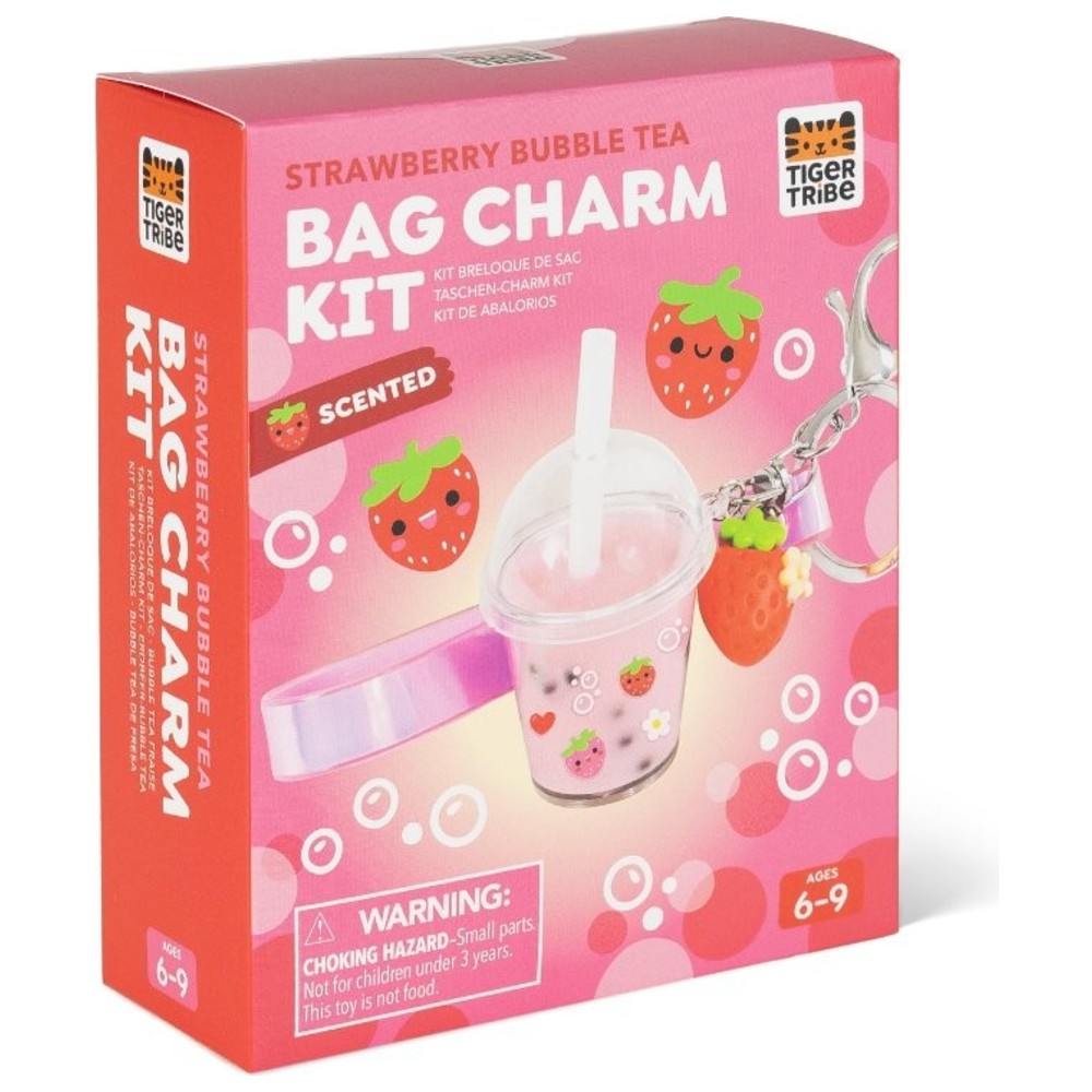 Tiger Tribe - Bag Charm Craft Kit - Strawberry Bubble Tea