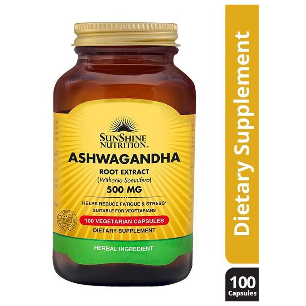 Sunshine Nutrition - Ashwagandha Root Extract Dietery Supplement 500Mg 100 Caps