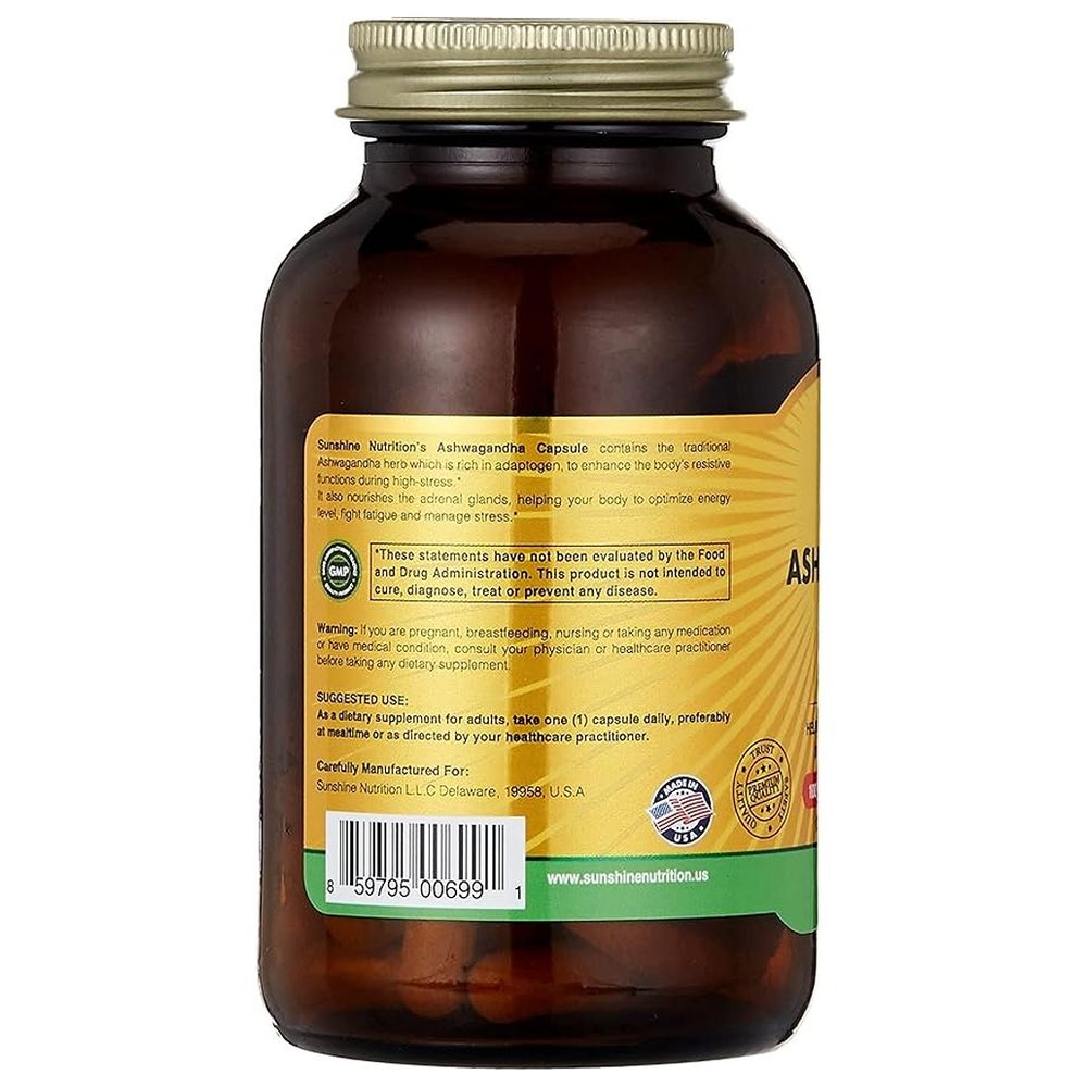 Sunshine Nutrition - Ashwagandha Root Extract Dietery Supplement 500Mg 100 Caps
