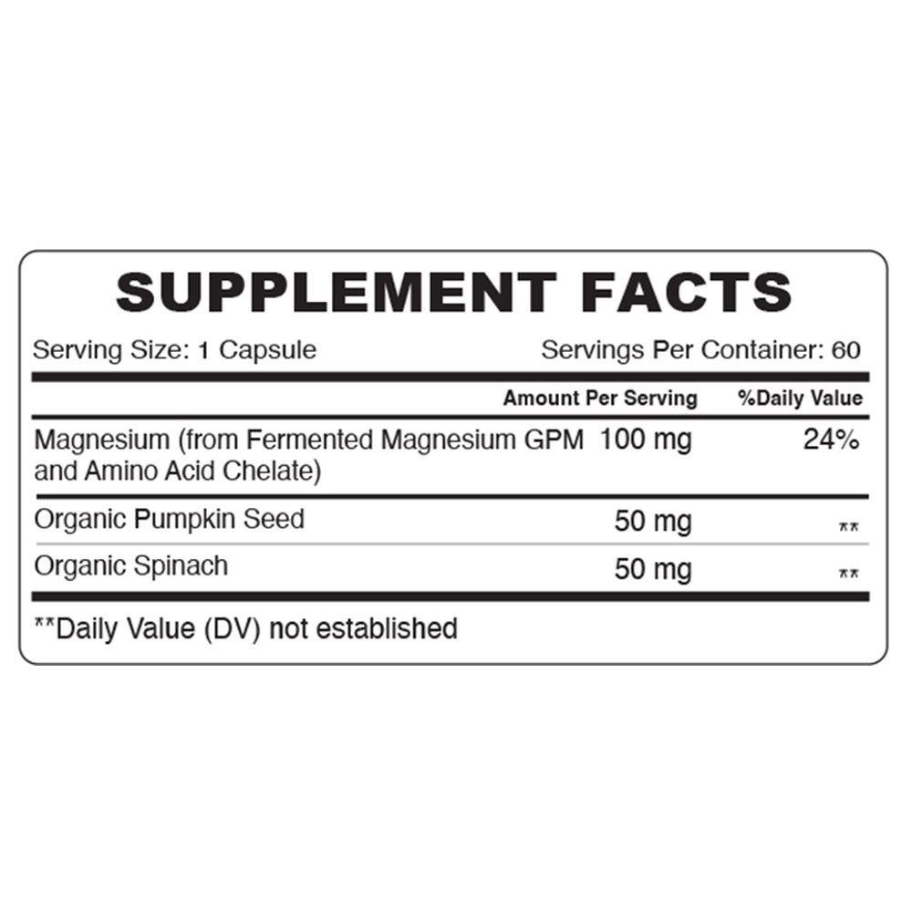 Organic Earth - Magnesium Capsules - Pumpkin Seed/Spinach - 60pcs
