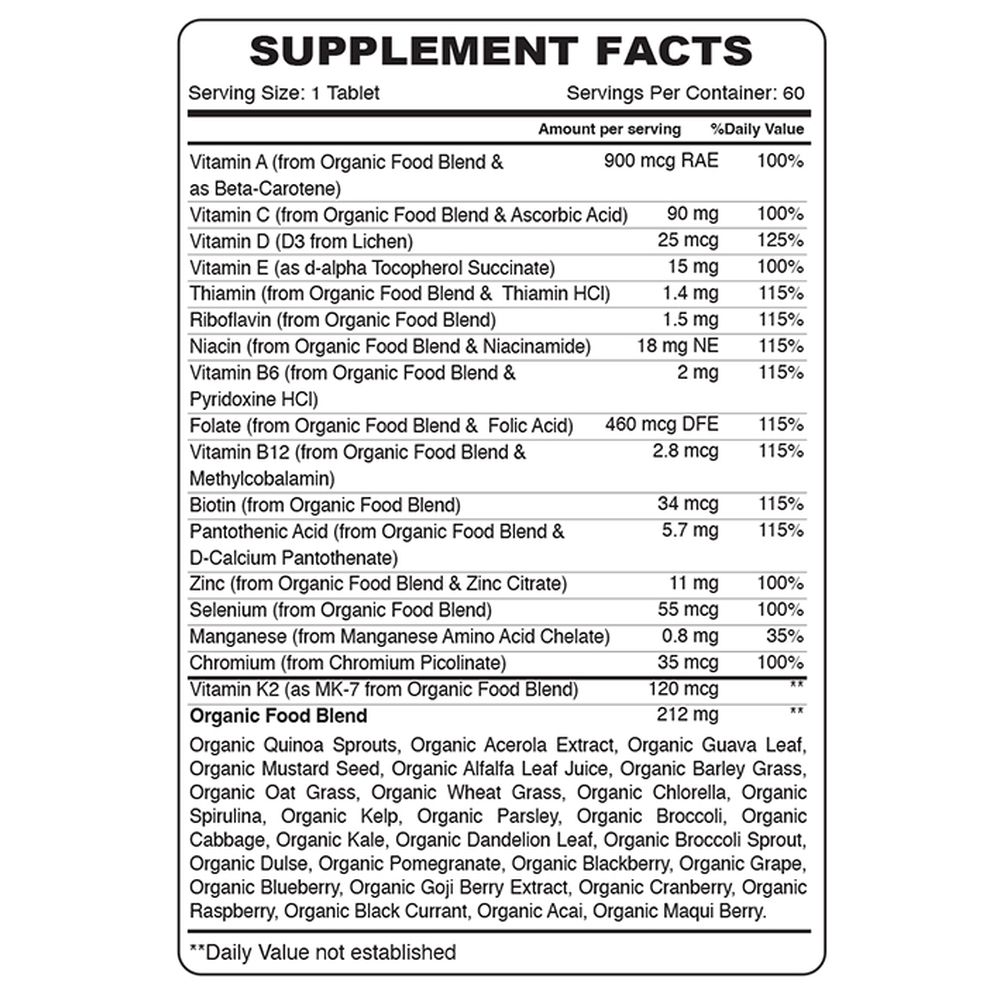 Organic Earth - Mens Daily Vitamin Tablets - 60pcs