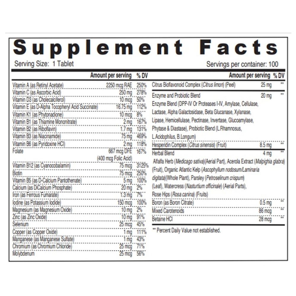 Sunshine Nutrition - Once Daily Multivitamin Supplement Tablets - 100 Pcs