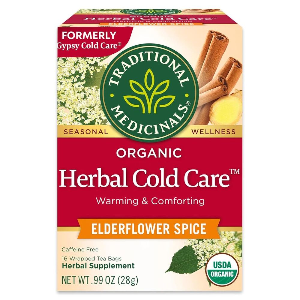 Traditional Medicinals - Organic Herbal Cold Care Elderflower Spice Tea - 16 Teabags