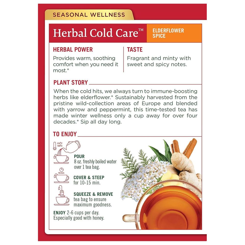 Traditional Medicinals - Organic Herbal Cold Care Elderflower Spice Tea - 16 Teabags