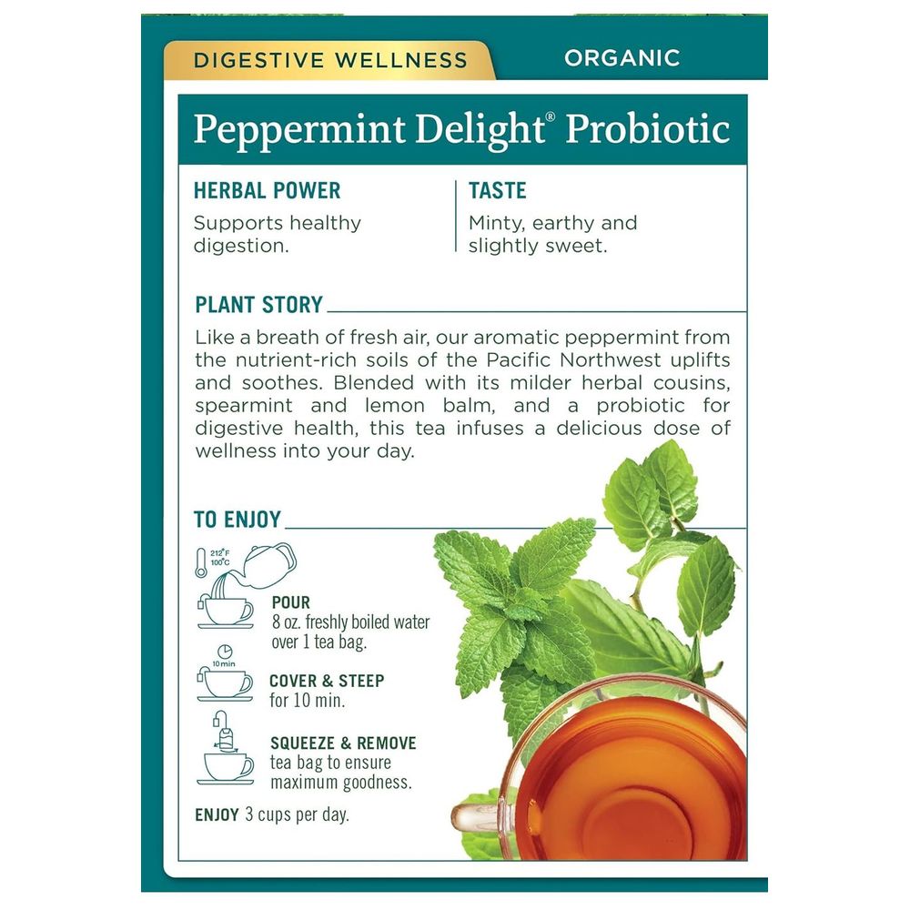 Traditional Medicinals - Organic Peppermint Delight Probiotic Tea - 16 Teabags