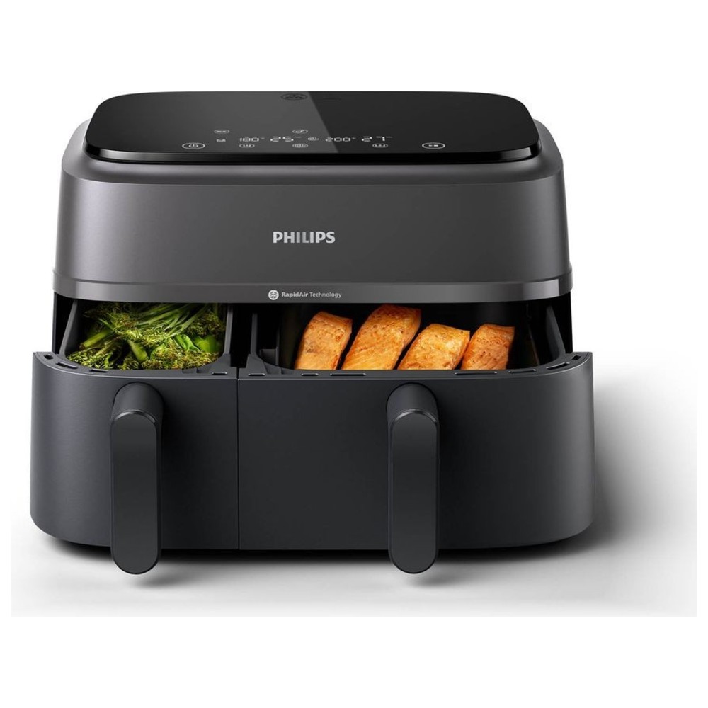 Philips - 3000 Series Dual Basket Airfryer - Black - 9 L