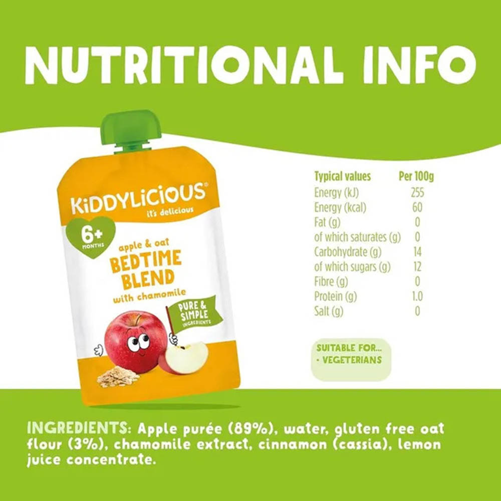 Kiddylicious - Apple & Oat Bedtime Blend With Chamomile Pouch Baby Food - 100 gm