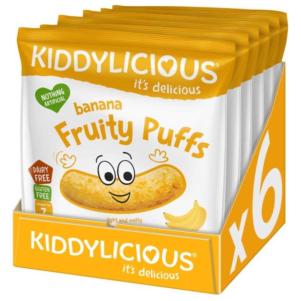 Kiddylicious - Banana Fruity Puffs - Pack of 6 - 10 gm