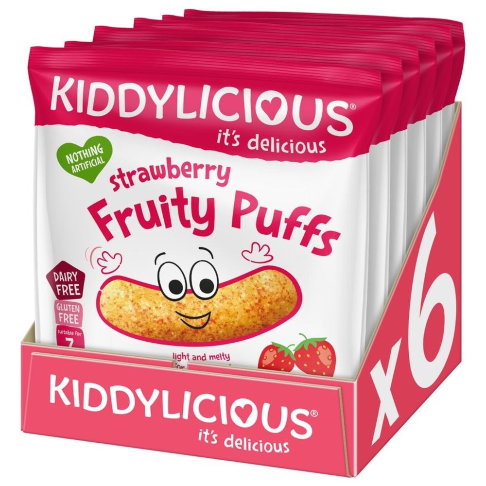 Kiddylicious - Strawberry Fruity Puffs - Pack of 6 - 10 gm
