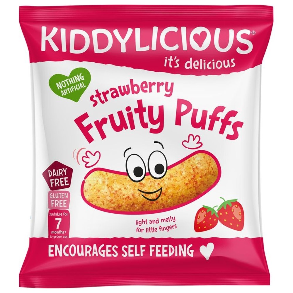 Kiddylicious - Strawberry Fruity Puffs - Pack of 6 - 10 gm