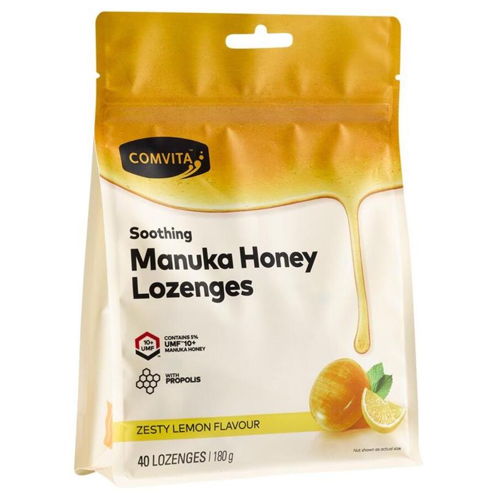 Comvita - Soothing Manuka Honey Lozenges - Zesty Lemon - 40 Pcs
