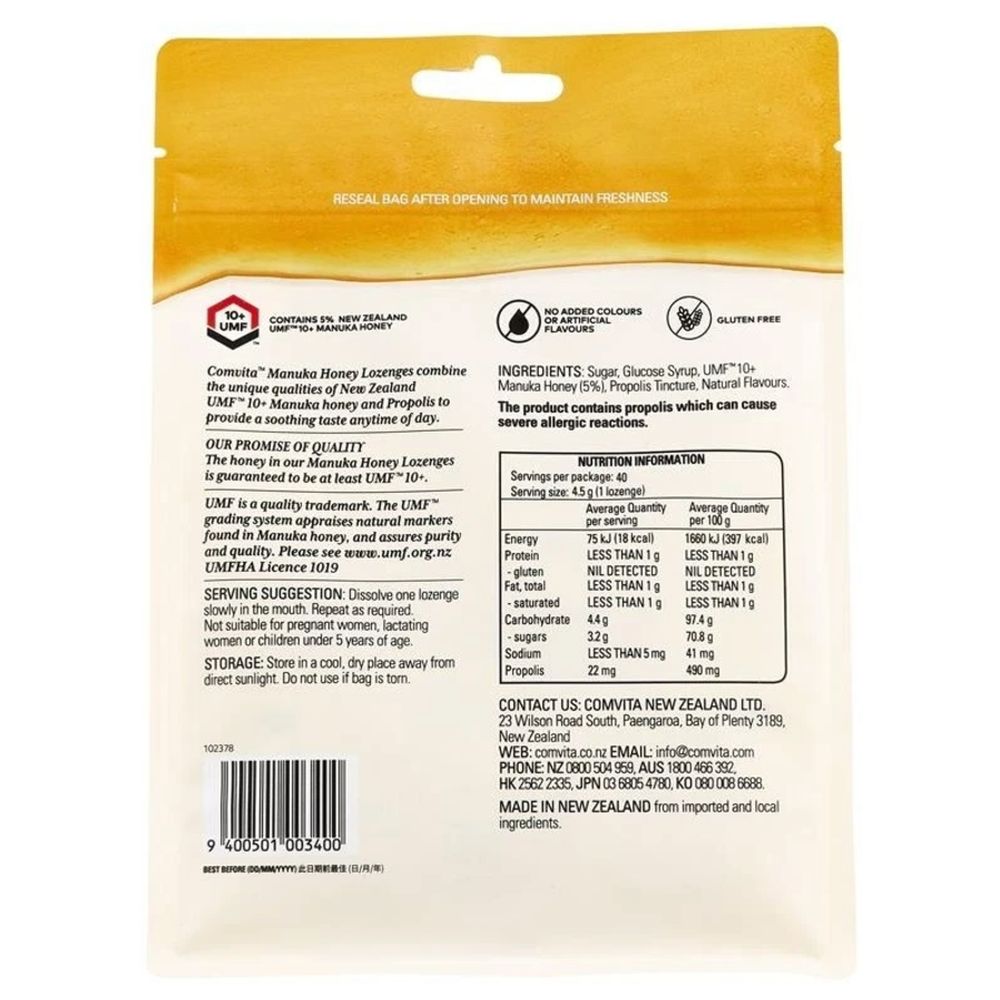 Comvita - Soothing Manuka Honey Lozenges - Zesty Lemon - 40 Pcs