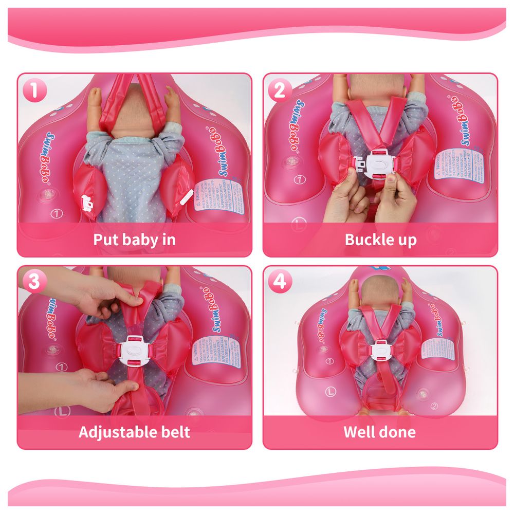 Swimbobo - Baby Swimming Float With Sun Canopy - Pink