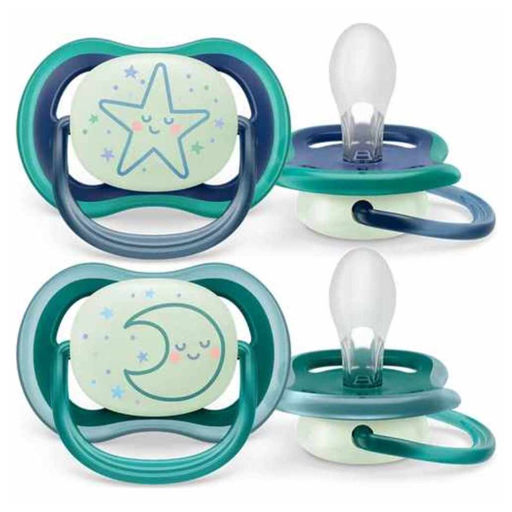 Philips Avent - Ultra Air Glow In The Dark Night Soother - 6-18 M - Blue - 2  Pc Set