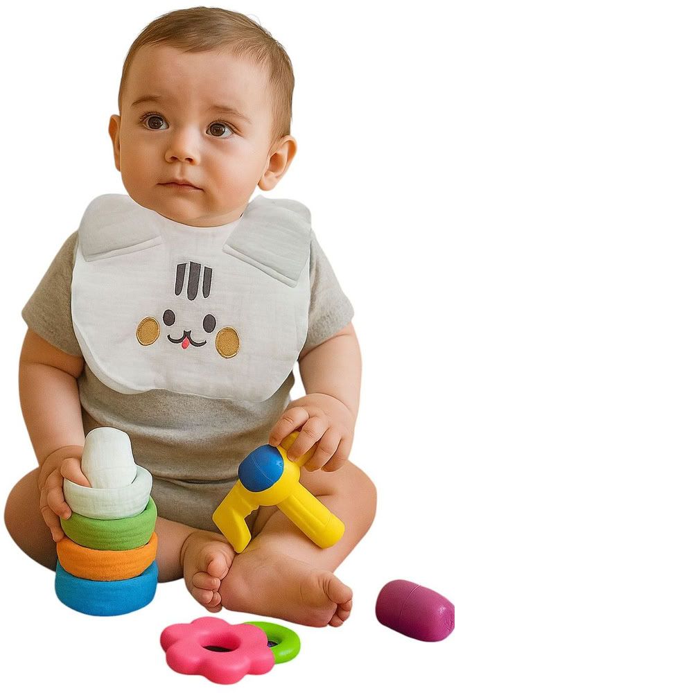 Kinder Valley - Bunny Button Bib - White