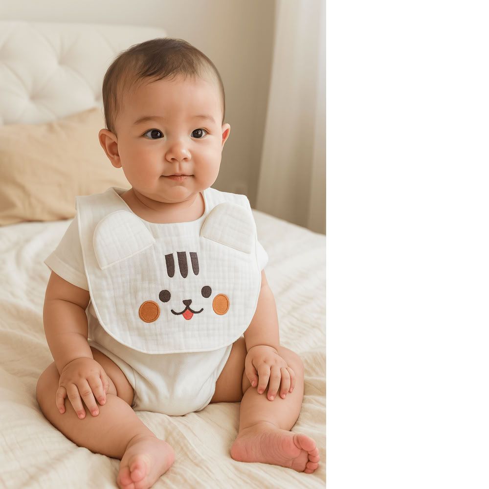 Kinder Valley - Bunny Button Bib - White