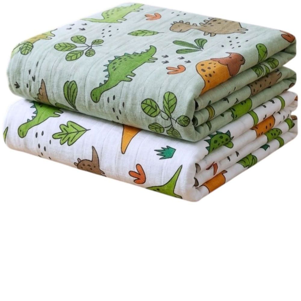 Kinder Valley - Rexy Muslin Swaddle & Burp Cloth Set - Multicolor - 2 Pcs