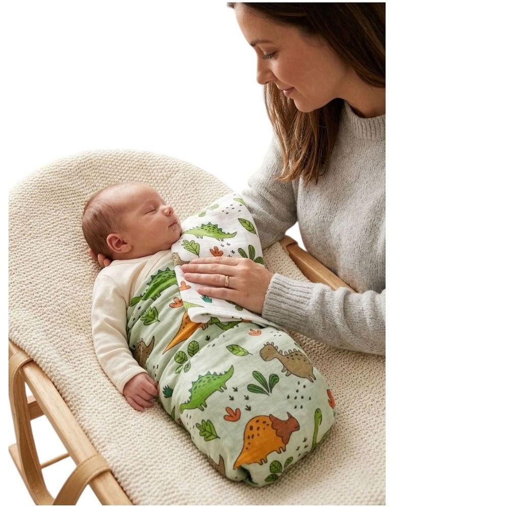 Kinder Valley - Rexy Muslin Swaddle & Burp Cloth Set - Multicolor - 2 Pcs