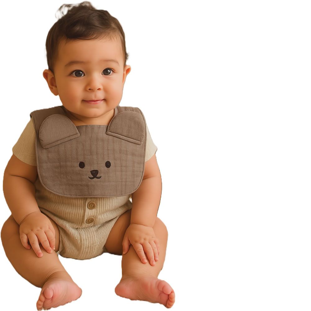 Kinder Valley - Teddy Button Bib - Brown