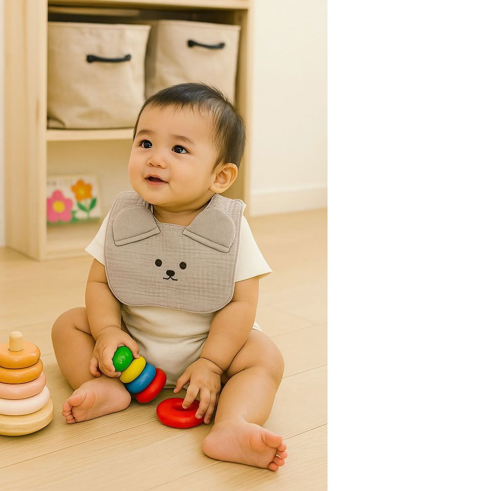Kinder Valley - Teddy Button Bib - Brown