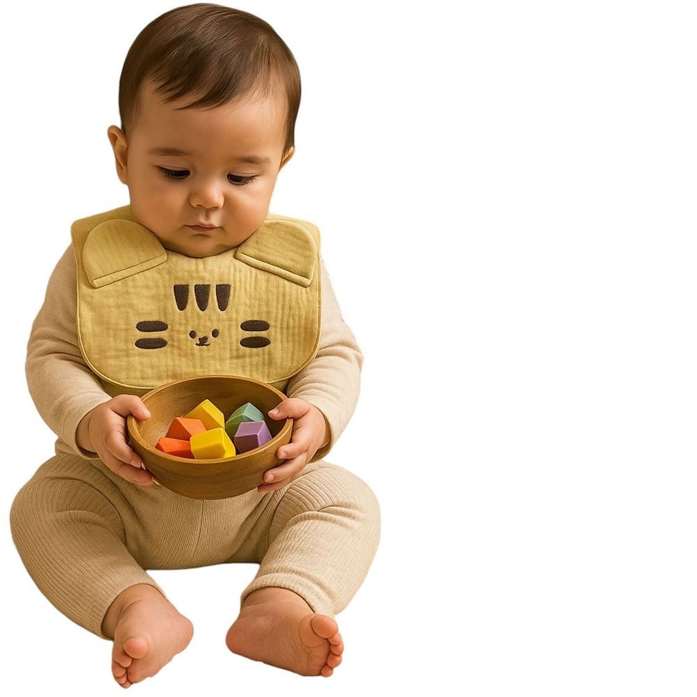 Kinder Valley - Paw Button Bib - Yellow