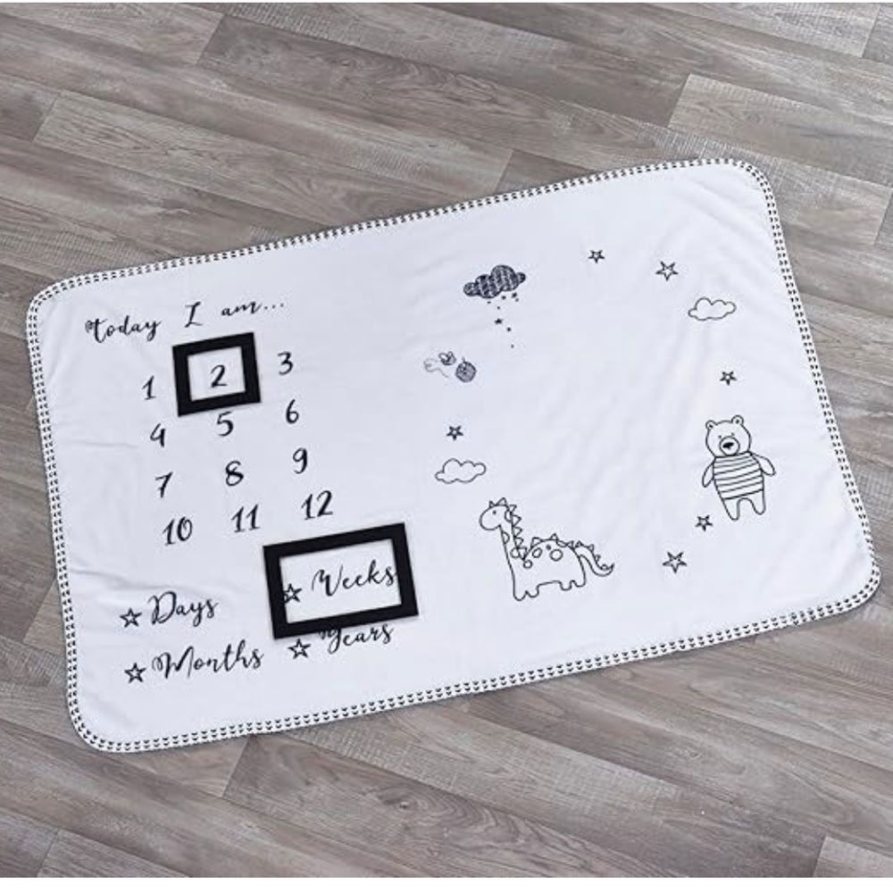 Kinder Valley - Little Bumble Milestone Blanket - White