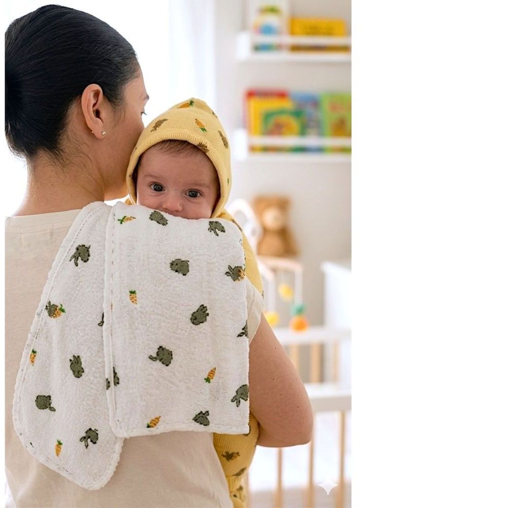 Kinder Valley - Snowball Muslin Swaddle And Burp Cloth Set - Multicolor - 2 Pcs
